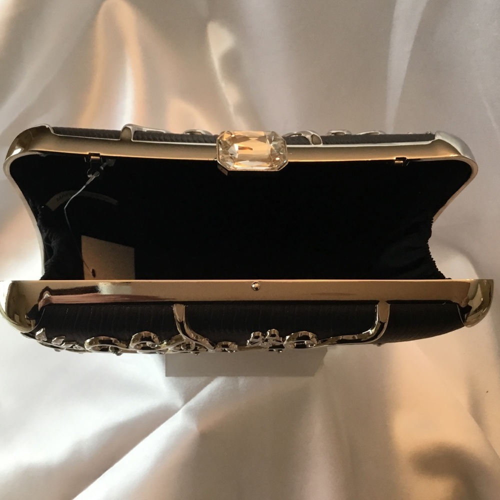 Fabulous Dark Grey Silver Scroll Detail Evening Bag - Picture 10 of 14